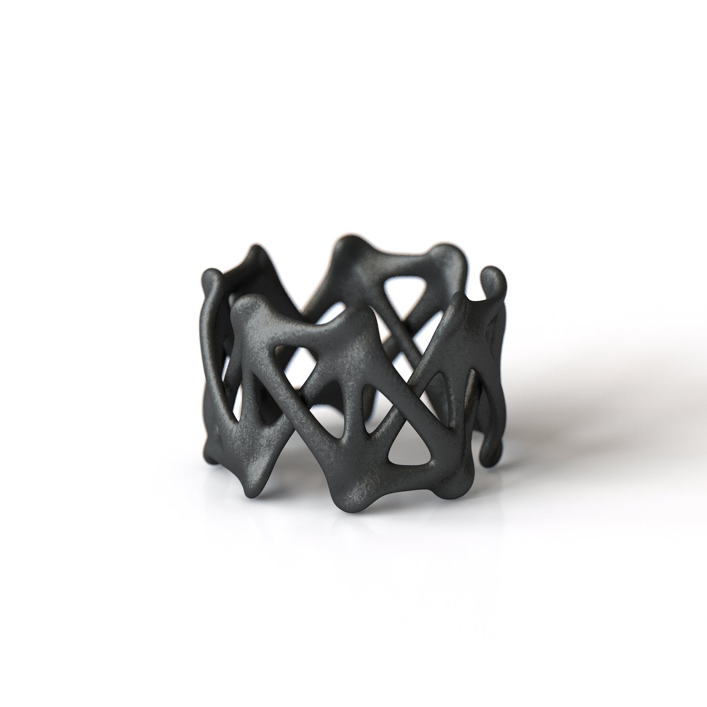 Rib Ring Matt Black Steel
