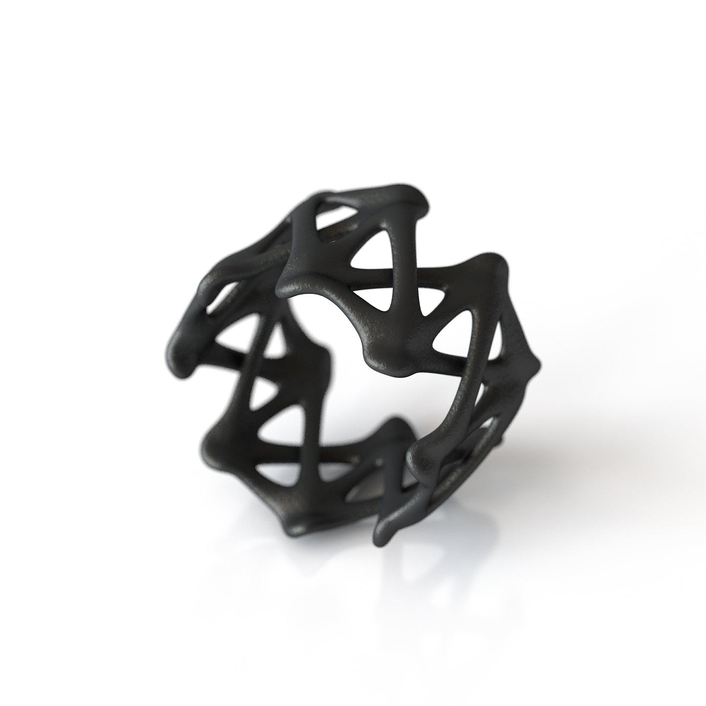 Rib Ring Matt Black Steel