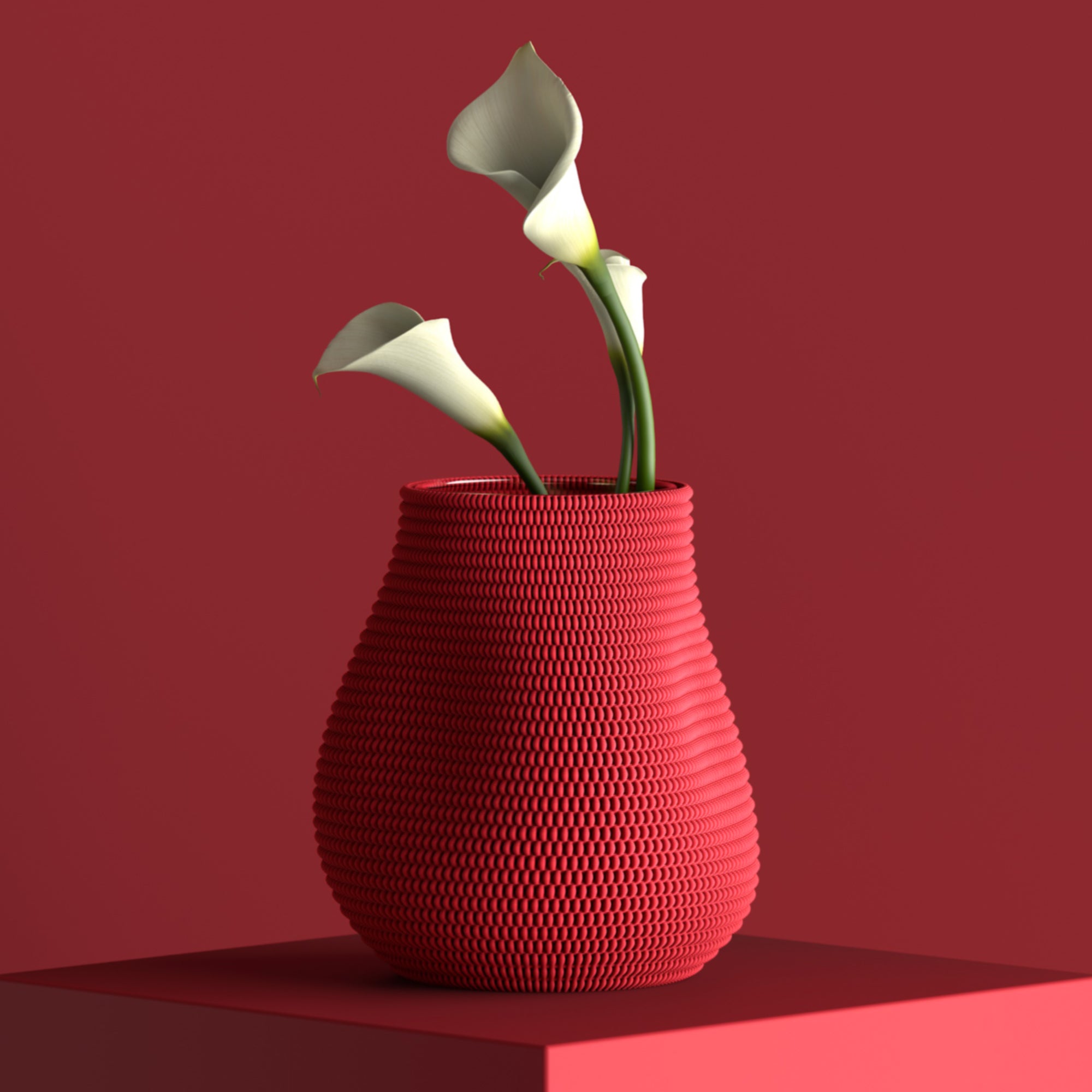F.r.A.g.M.e.n.T WEAVE Vase 01 フラワーベース 花瓶 おしゃれ アート オブジェ (ベリーレッド)